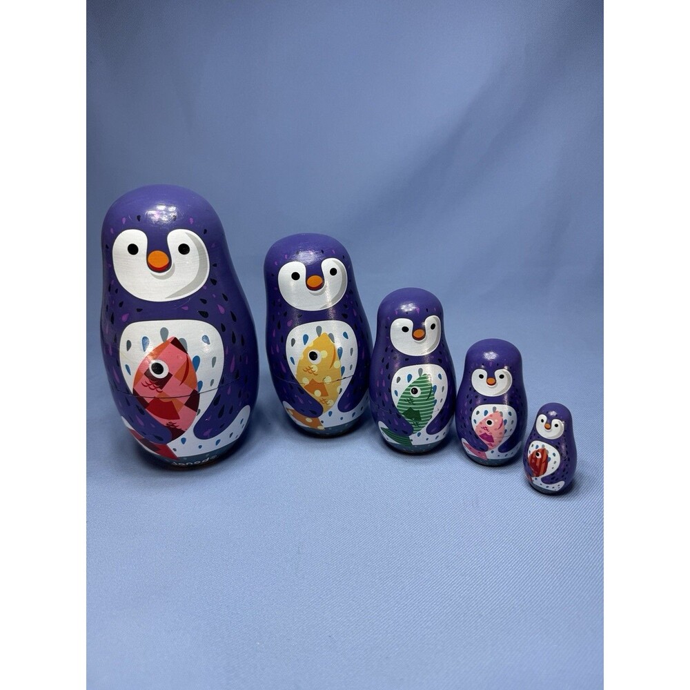 Janod  Zigolos Russian Dolls Game 5 Wooden Nesting  Penguins